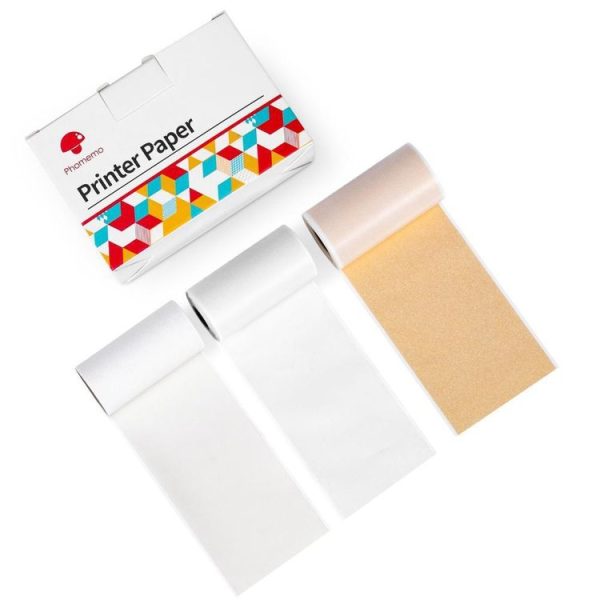 Phomemo M02 / M02S / M02Pro 3rolls / Pack Transparent / Translucent / Gold Powder Black Letter Thermal Label Printing Paper
