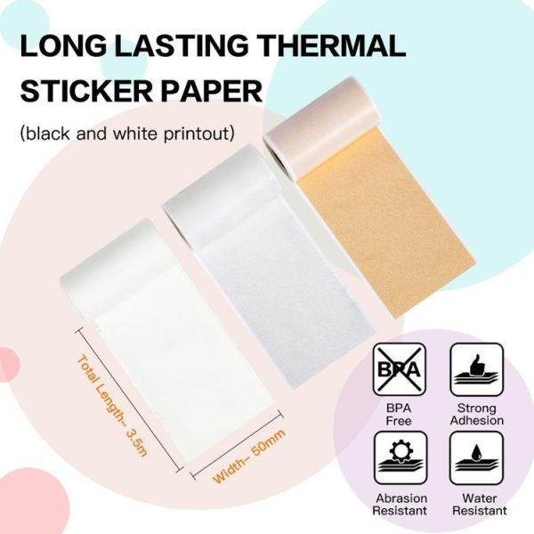 Phomemo M02 / M02S / M02Pro 3rolls / Pack Transparent / Translucent / Gold Powder Black Letter Thermal Label Printing Paper - Image 2
