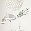 22pcs / Set Acrylic Dolphin Spitting Bubbles Mirror Wall Sticker Home Decoration Soft Mirror (Silver) - Image 3
