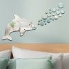 22pcs / Set Acrylic Dolphin Spitting Bubbles Mirror Wall Sticker Home Decoration Soft Mirror (Silver) - Image 5
