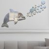 22pcs / Set Acrylic Dolphin Spitting Bubbles Mirror Wall Sticker Home Decoration Soft Mirror (Silver) - Image 6