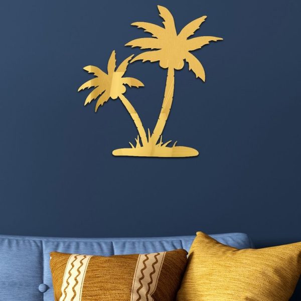 Acrylic Coconut Tree Mirror Stereo Wall Stickers Home Decoration Soft Mirror (Gold) - Image 5