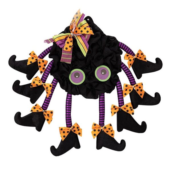Fabric Spider Door Hanging Halloween Wreath Window Pendant (Multi-foot Spider)