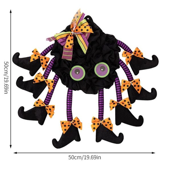 Fabric Spider Door Hanging Halloween Wreath Window Pendant (Multi-foot Spider) - Image 3