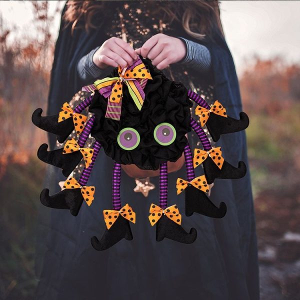 Fabric Spider Door Hanging Halloween Wreath Window Pendant (Multi-foot Spider) - Image 6