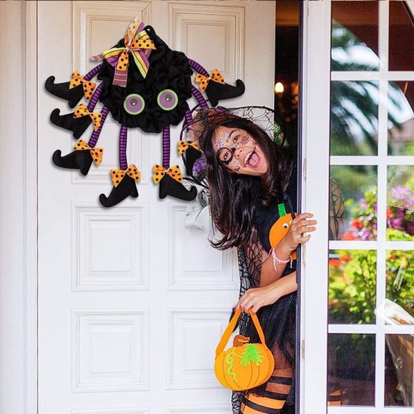 Fabric Spider Door Hanging Halloween Wreath Window Pendant (Multi-foot Spider) - Image 7