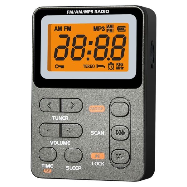 SH-01M Mini Portable Multifunctional Digital Display Two-Channel Radio, Size: JPN Version (Silver Gray)
