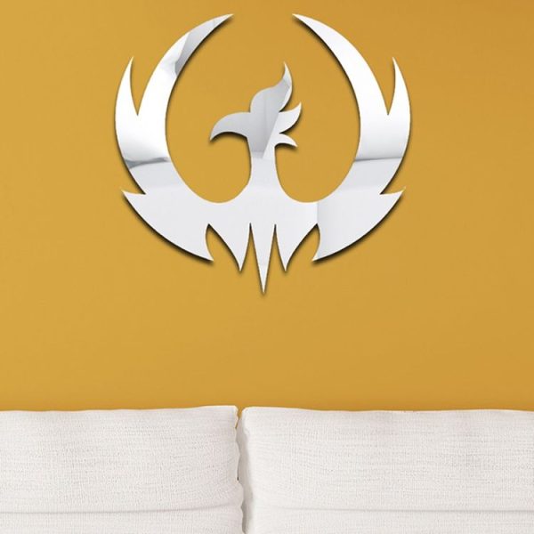 Acrylic Spreading Wings Bird Mirror Stereoscopic Wall Stickers Home Decoration Soft Mirror (Silver) - Image 4