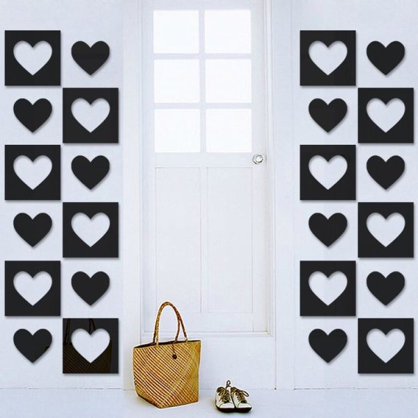 6pcs / Set Acrylic Heart Combination Mirror Stereo Wall Stickers Home Decoration Soft Mirror (Gold) - Image 5