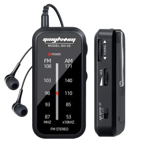 SH-05 Mini Listening Test Special Pin-Type FM / AM Two-Band Radio With Back Clip (Black)