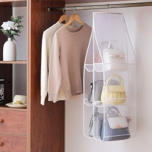 Bag Storage Hanging Bag Wardrobe Hanging Dust-proof Fabric Storage Bag, Spec: 6 Pockets White
