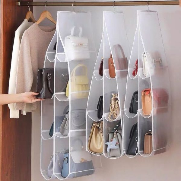 Bag Storage Hanging Bag Wardrobe Hanging Dust-proof Fabric Storage Bag, Spec: 6 Pockets White - Image 2