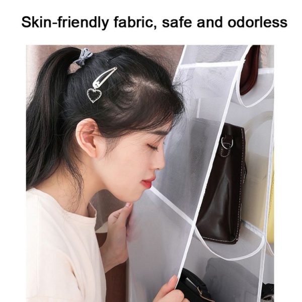 Bag Storage Hanging Bag Wardrobe Hanging Dust-proof Fabric Storage Bag, Spec: 6 Pockets White - Image 5