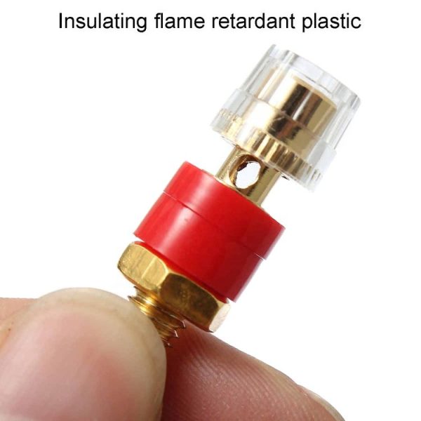 Small Copper Transparent Audio Column M6 Crystal Banana Holder Terminal Block (Red) - Image 4