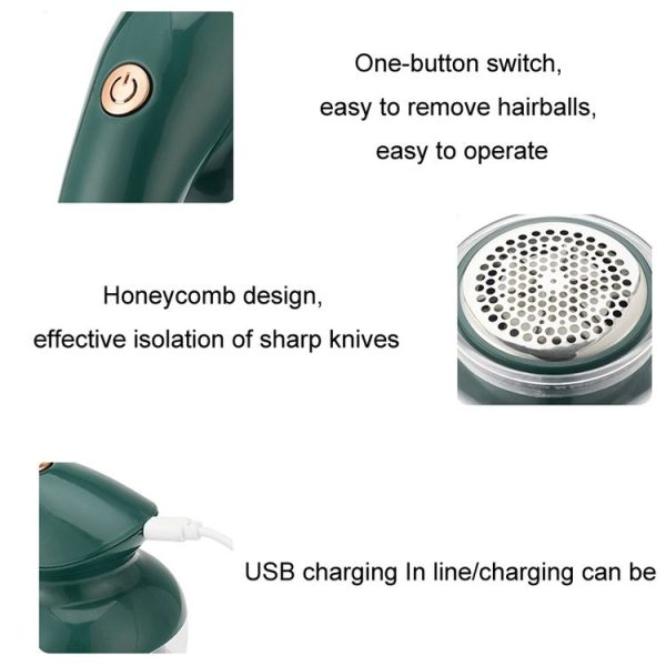 Home Rechargeable Handheld Clothes Hair Ball Trimmer (White) - Image 3