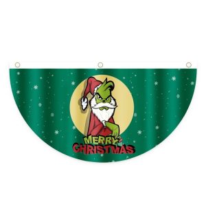Cartoon Printed Outdoor Fan-shaped Hanging Flag Christmas Decorations, Style: Elderly