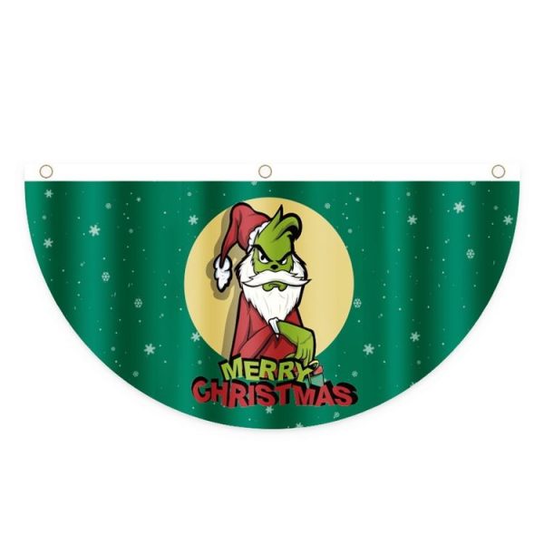 Cartoon Printed Outdoor Fan-shaped Hanging Flag Christmas Decorations, Style: Elderly
