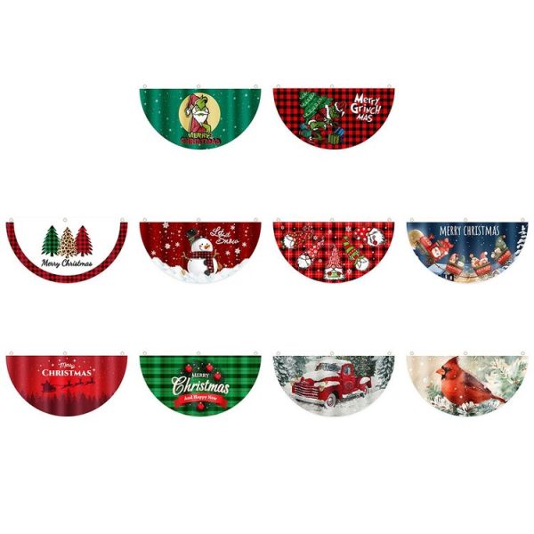 Cartoon Printed Outdoor Fan-shaped Hanging Flag Christmas Decorations, Style: Elderly - Image 2