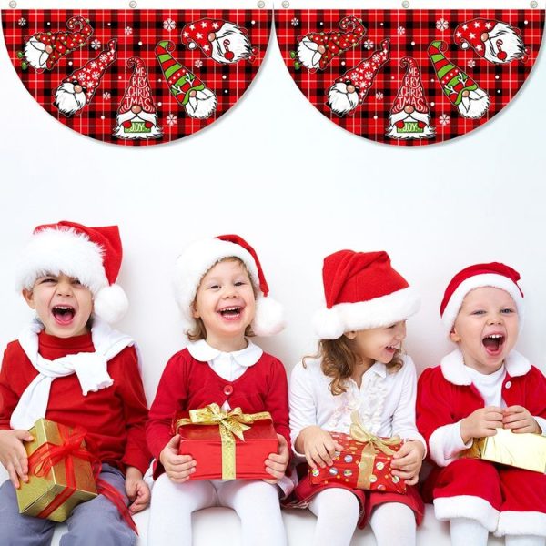 Cartoon Printed Outdoor Fan-shaped Hanging Flag Christmas Decorations, Style: Elderly - Image 5