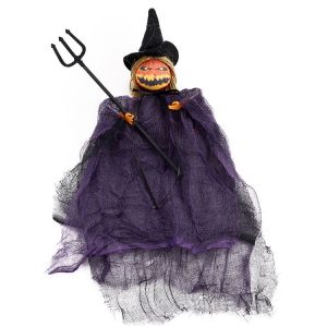 Halloween Terror Pumpkin Doll Pendant Haunted House Party Hanging Ghost Props (Purple)