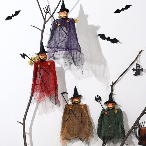 Halloween Terror Pumpkin Doll Pendant Haunted House Party Hanging Ghost Props (Purple) - Image 2