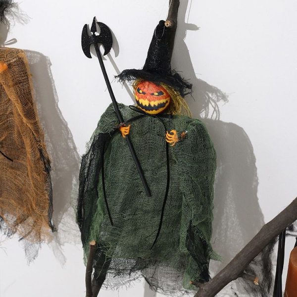 Halloween Terror Pumpkin Doll Pendant Haunted House Party Hanging Ghost Props (Purple) - Image 5