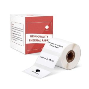 Phomemo M110 / M200 320pcs / Roll 20x40mm Square Self-Adhesive Thermal Labels On White Background
