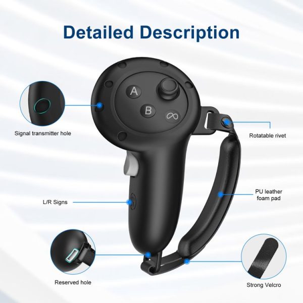 Meta Quest 3 Handle Silicone Protective Cover VR Accessories (Black) - Image 6