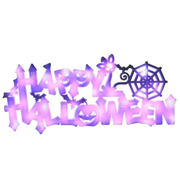4.5V Happy Halloween Hanging Bat Pendant Party Decoration Supplies (Purple) - Image 2