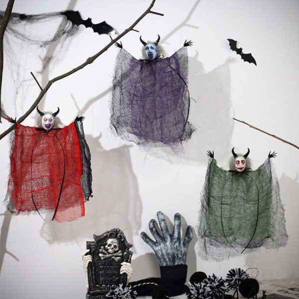 Halloween Decorations Horror Evil Ghost Doll Pendant Haunted House Decoration Props (Purple) - Image 2