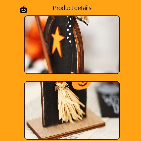 Halloween Decorations Witch Ghost Painted Wooden Ornament Party Decorative Props, Style: Witch Leg - Image 3
