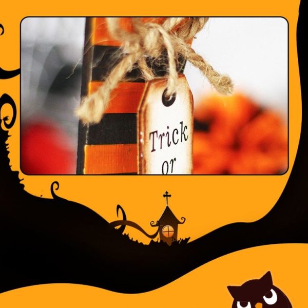 Halloween Decorations Witch Ghost Painted Wooden Ornament Party Decorative Props, Style: Witch Leg - Image 4
