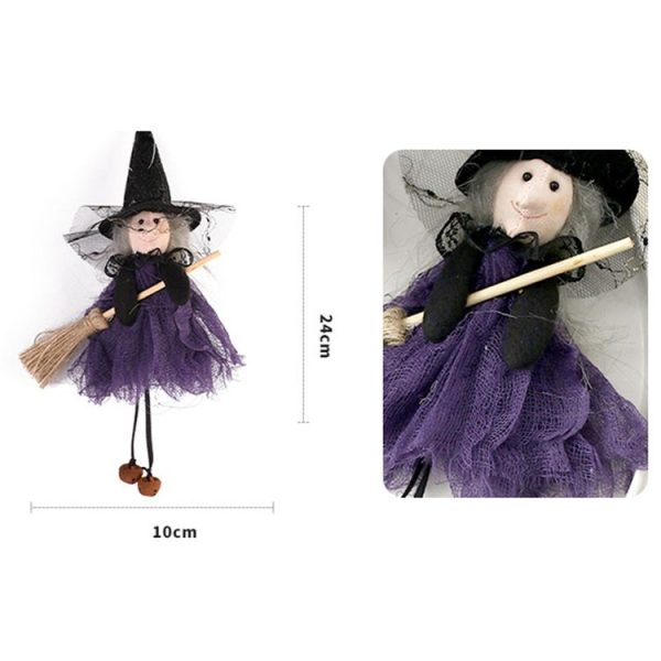 Halloween Broom Witch Doll Pendant Ghost Festival Party Props (Green) - Image 3