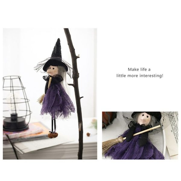 Halloween Broom Witch Doll Pendant Ghost Festival Party Props (Green) - Image 4