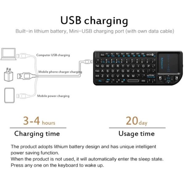 Rii X1 2.4G Mini Classic Wireless Keyboard Keypad And Mouse All-In-One Kit (Black) - Image 3