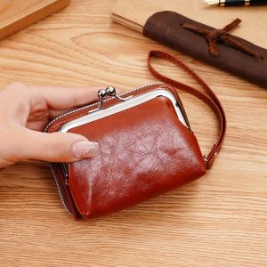 Ladies Buckle Coin Purse Detachable Large Capacity Clutch Bag Multi-card Slot Wallet (Light Brown)