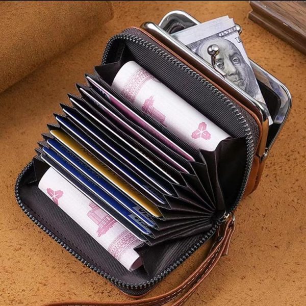 Ladies Buckle Coin Purse Detachable Large Capacity Clutch Bag Multi-card Slot Wallet (Light Brown) - Image 10
