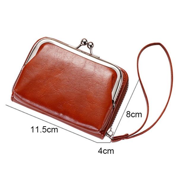 Ladies Buckle Coin Purse Detachable Large Capacity Clutch Bag Multi-card Slot Wallet (Light Brown) - Image 3