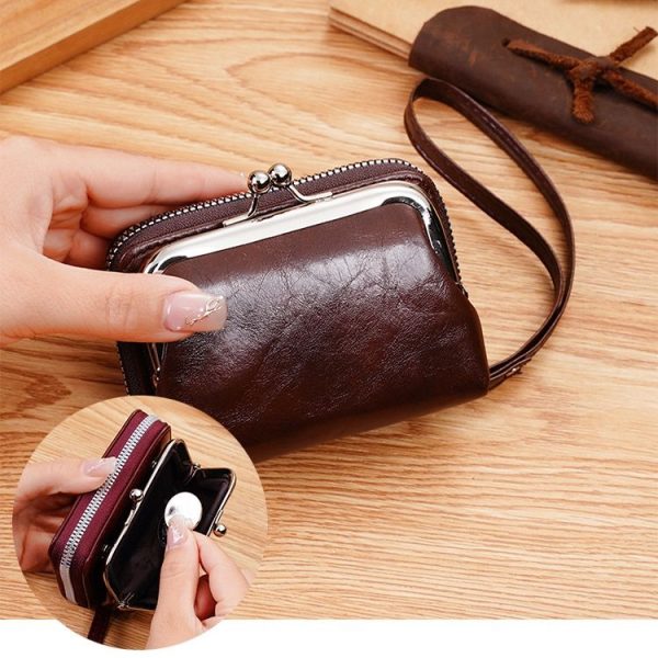 Ladies Buckle Coin Purse Detachable Large Capacity Clutch Bag Multi-card Slot Wallet (Light Brown) - Image 5
