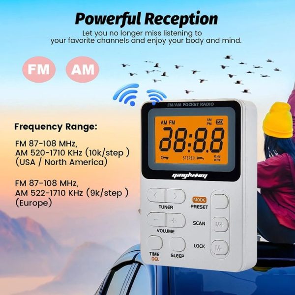 SH-01 LED Display Portable FM / AM Two-band Radio Special for Listening Tests, Style: JPN Version (White) - Image 5
