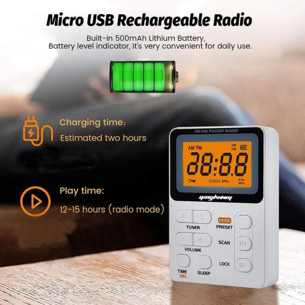SH-01 LED Display Portable FM / AM Two-band Radio Special for Listening Tests, Style: JPN Version (White) - Image 8