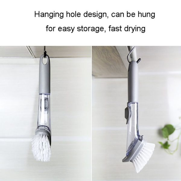 Kitchen Long Handle Automatic Liquid Filling Non-Stick Pan Scrubber Brush Cleaning Brush, Style: Brush - Image 4