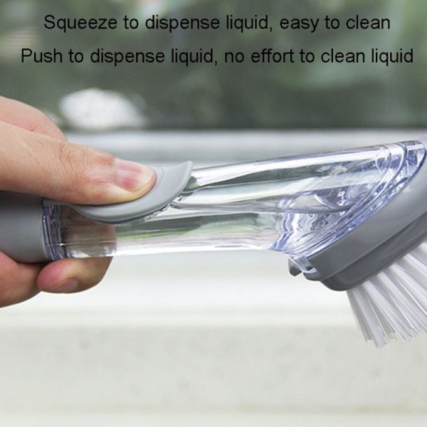 Kitchen Long Handle Automatic Liquid Filling Non-Stick Pan Scrubber Brush Cleaning Brush, Style: Brush - Image 6