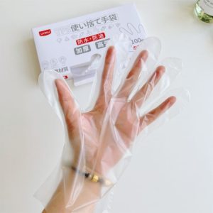 UYIKU 100pcs / Box Multifunctional Disposable PE Gloves Thickened Food-grade Kitchen Gloves (Transparent)