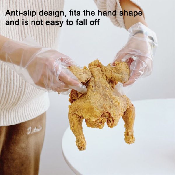 UYIKU 100pcs / Box Multifunctional Disposable PE Gloves Thickened Food-grade Kitchen Gloves (Transparent) - Image 4