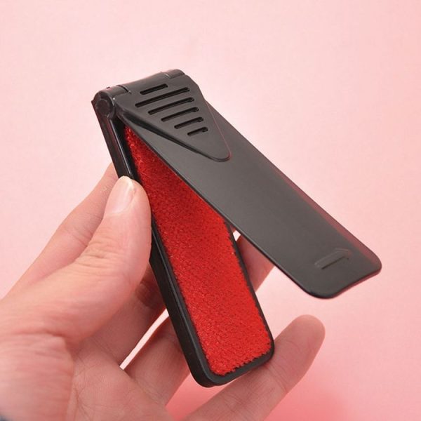Portable Clothes Hair Removal Brush Folding Static Hair Remover (Black) - Image 4