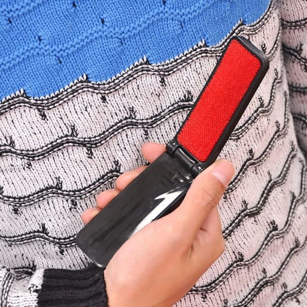 Portable Clothes Hair Removal Brush Folding Static Hair Remover (Black) - Image 6