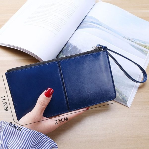 Ladies Long Zipper Multi-Card Slot Wallet Multifunctional Wristlet Wallet (Black) - Image 3