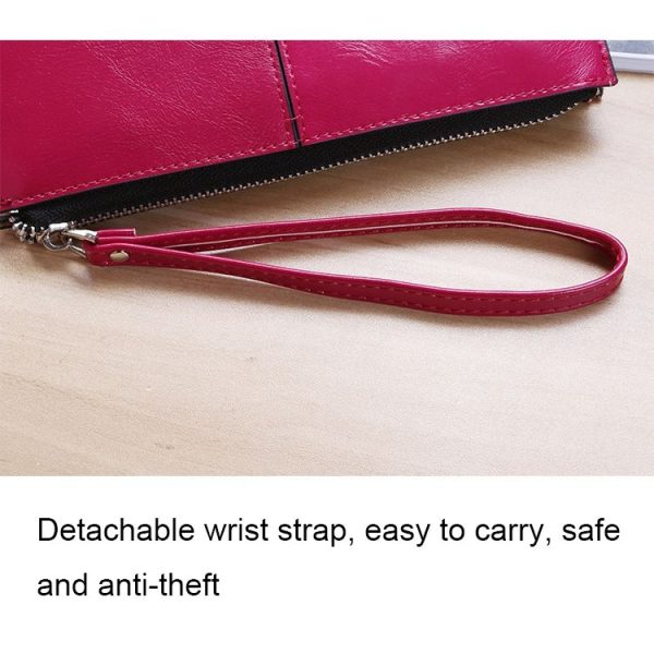 Ladies Long Zipper Multi-Card Slot Wallet Multifunctional Wristlet Wallet (Black) - Image 5