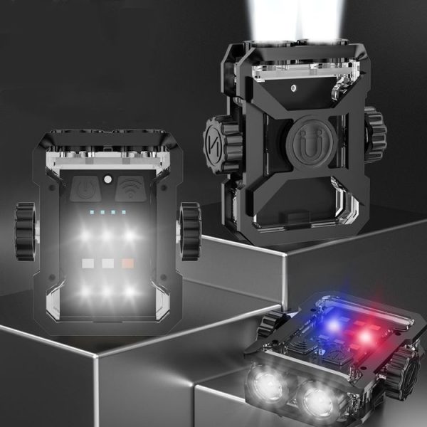 Portable Keychain Light Camping EDC Flashlight Rechargeable Mini Lantern With Magnet (Black)